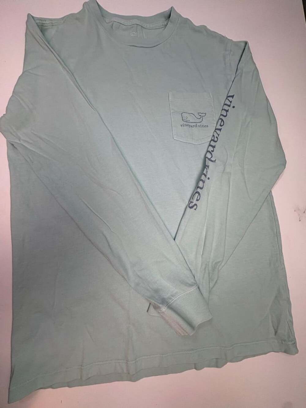 Vineyard Vines Long Sleeve Boys Pocket T-Shirt Light Blue
